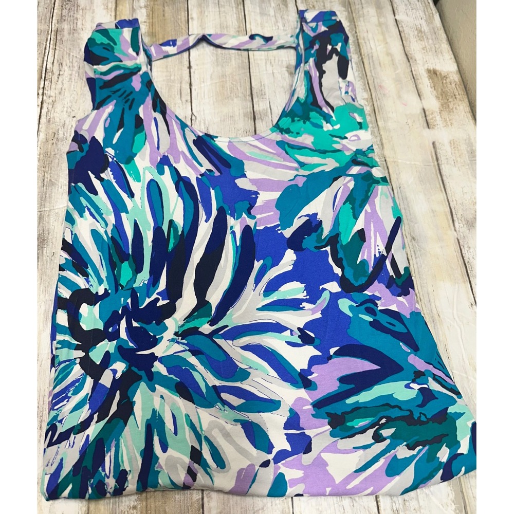 Lilly Pulitzer XXS Emma Dress. Serene Blue Big Escapade of tropic floral. EUC